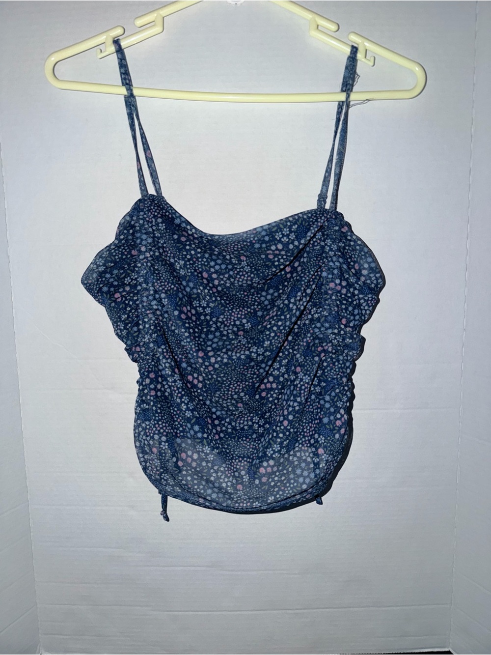 SO Navy Floral Cowl Neck Spaghetti Strap Camisole